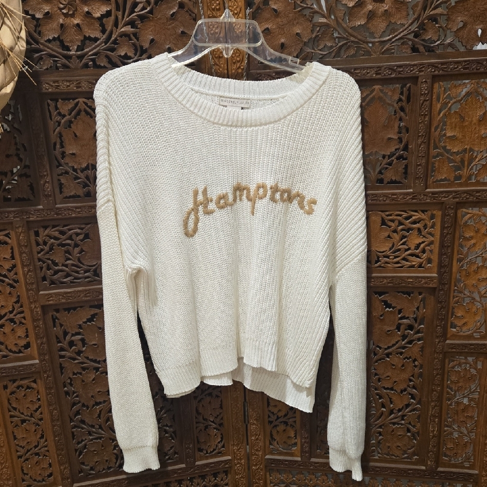 Sincerely Jules Cream Sweater with Gold Embroidery